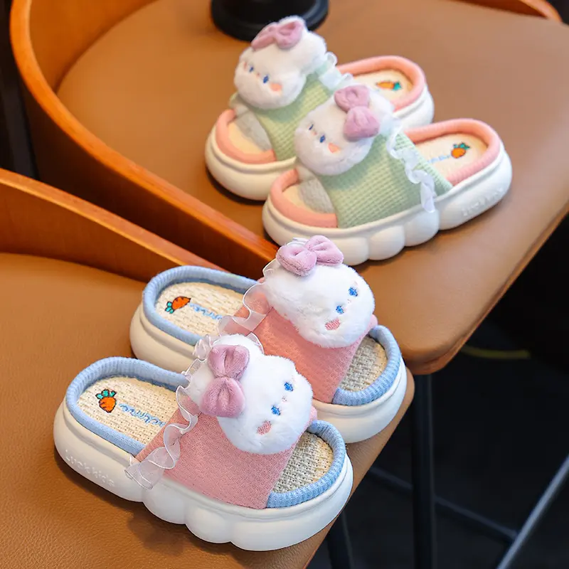 Kids Soft Comfortable Summer Indoor Outdoor Non-Slip Hemp Sandals for Baby Girls Boys Toddler Beach Home Slippers