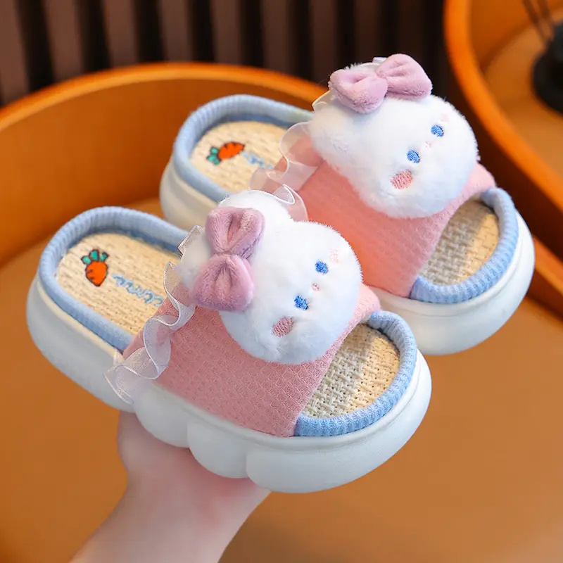 Kids Soft Comfortable Summer Indoor Outdoor Non-Slip Hemp Sandals for Baby Girls Boys Toddler Beach Home Slippers