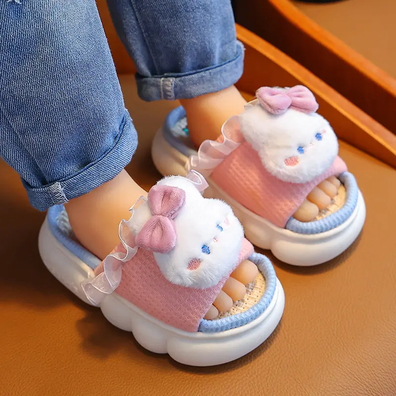 Kids Soft Comfortable Summer Indoor Outdoor Non-Slip Hemp Sandals for Baby Girls Boys Toddler Beach Home Slippers