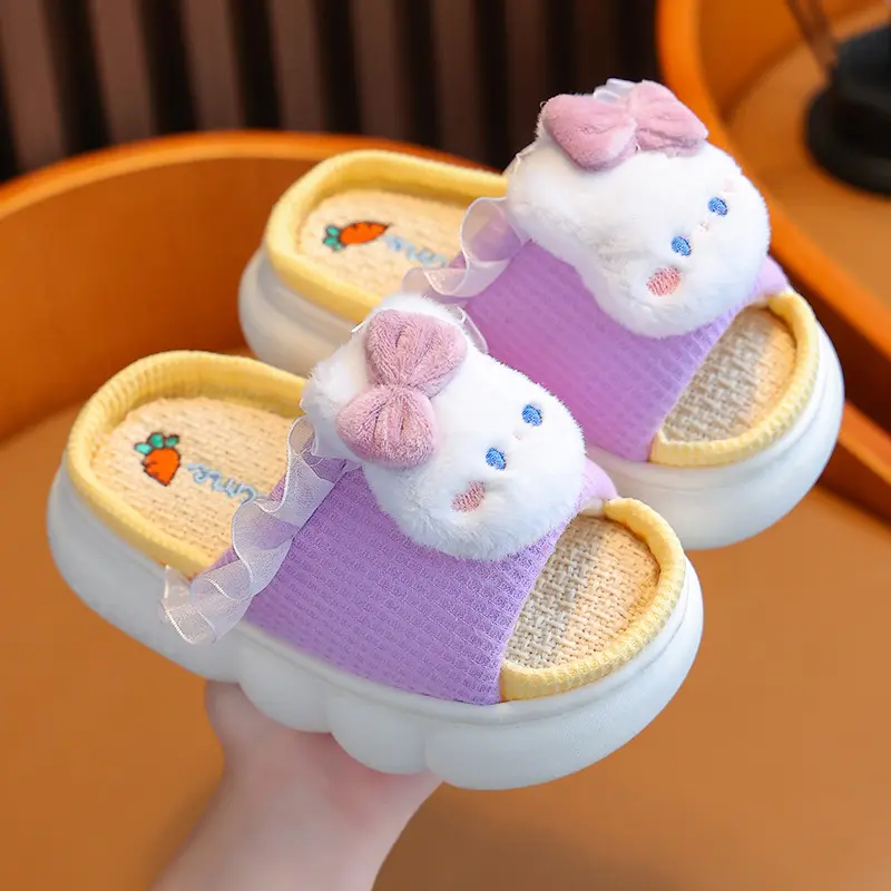 Kids Soft Comfortable Summer Indoor Outdoor Non-Slip Hemp Sandals for Baby Girls Boys Toddler Beach Home Slippers