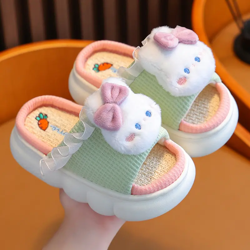 Kids Soft Comfortable Summer Indoor Outdoor Non-Slip Hemp Sandals for Baby Girls Boys Toddler Beach Home Slippers