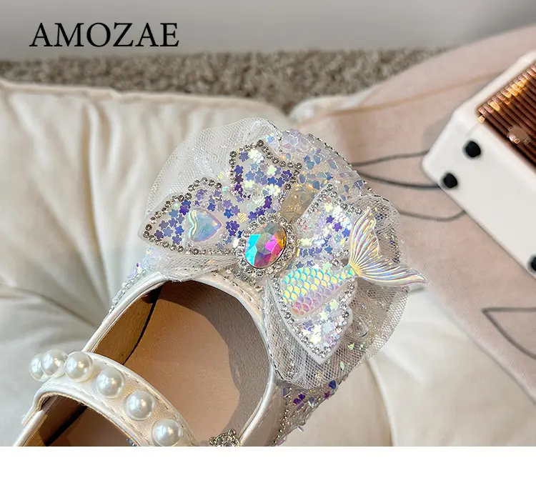 New Children Soft Princess Crystal Shoes for Party Wedding Shows Flats Kids Fashion Casual Girls Mary Janes