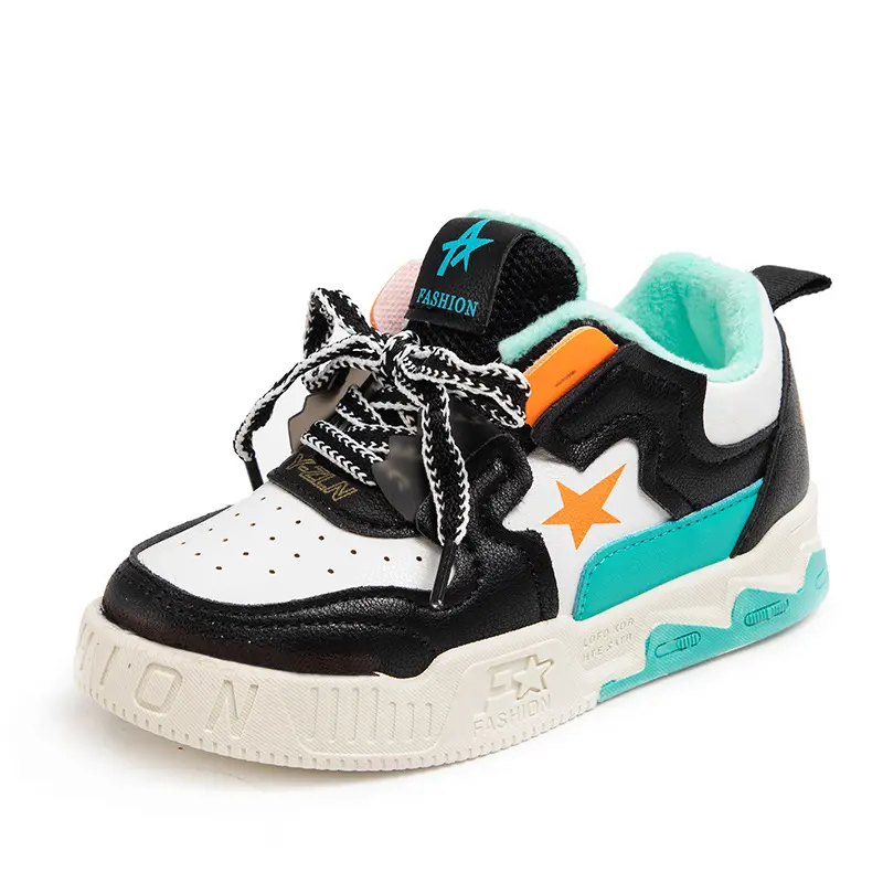 Boys Girls Star Pattern Fashion Sneakers Non Slip Breathable Boys Kids Outdoor Running Casual Shoes Thick Sole Sport Footwear
