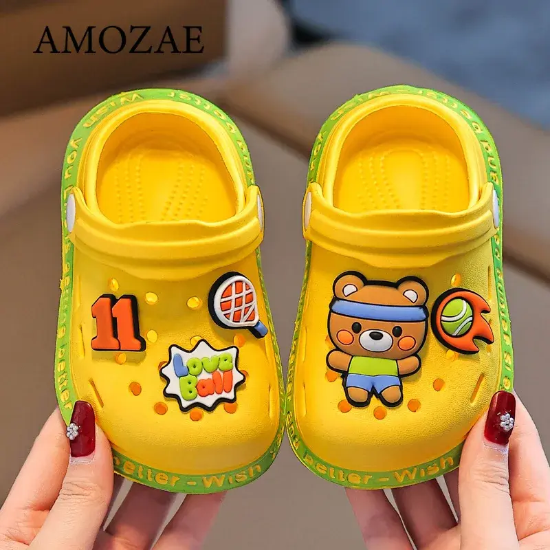 Cartoon Home Slippers Kids Fashion Cute Soft Soled Non-slip Sandals Summer New Design Shoes Baby Unisex EVA Round Head Slippers