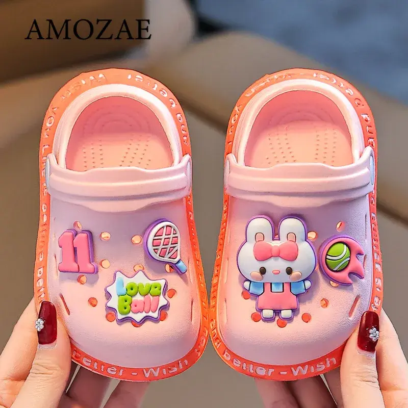 Cartoon Home Slippers Kids Fashion Cute Soft Soled Non-slip Sandals Summer New Design Shoes Baby Unisex EVA Round Head Slippers
