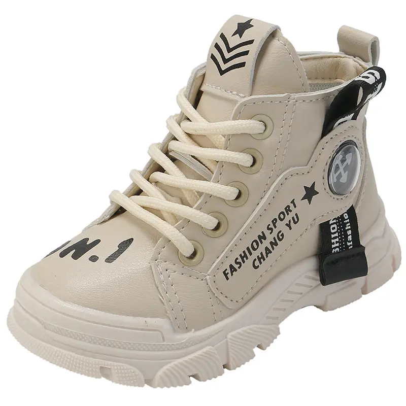 Children Baby Boys Girls Snow Boots High Top Non Slip Soft Sole PU Leather Fashion Toddler First Walker Shoes Solid Colors