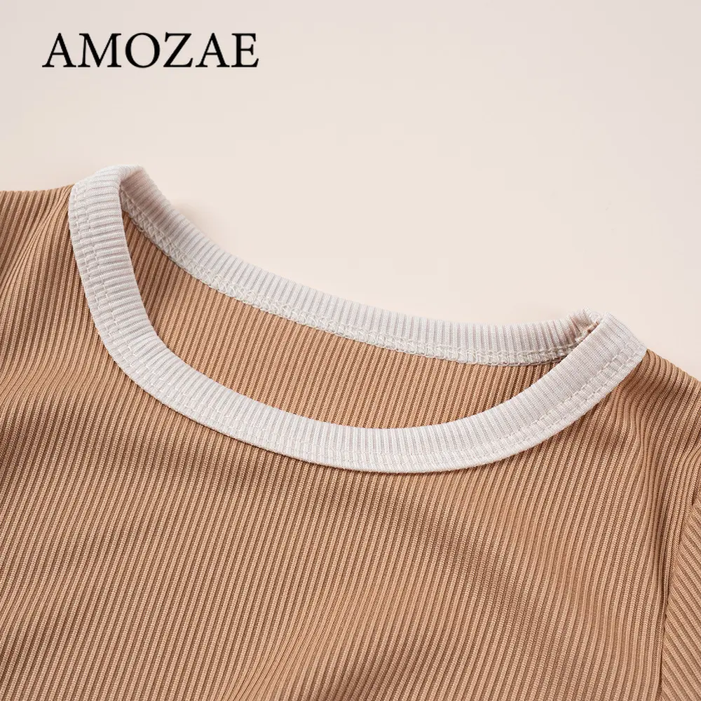 0-6Y Baby Boy Girl Clothes Sets Summer Short Sleeve Suit Ribbed Solid Cotton Tee Pants Toddler Clothing Round Neck Casual Outfit