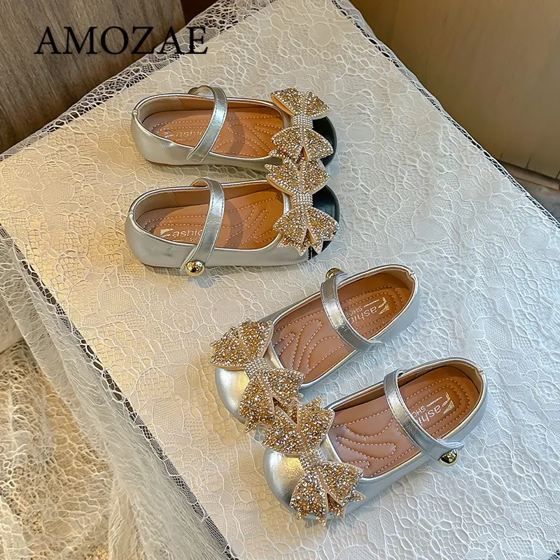 Princess Style Girls' Single Shoes Butterfly Knot Dance Performance Spring Summer New Arrival Korean Version Kids' Footwear