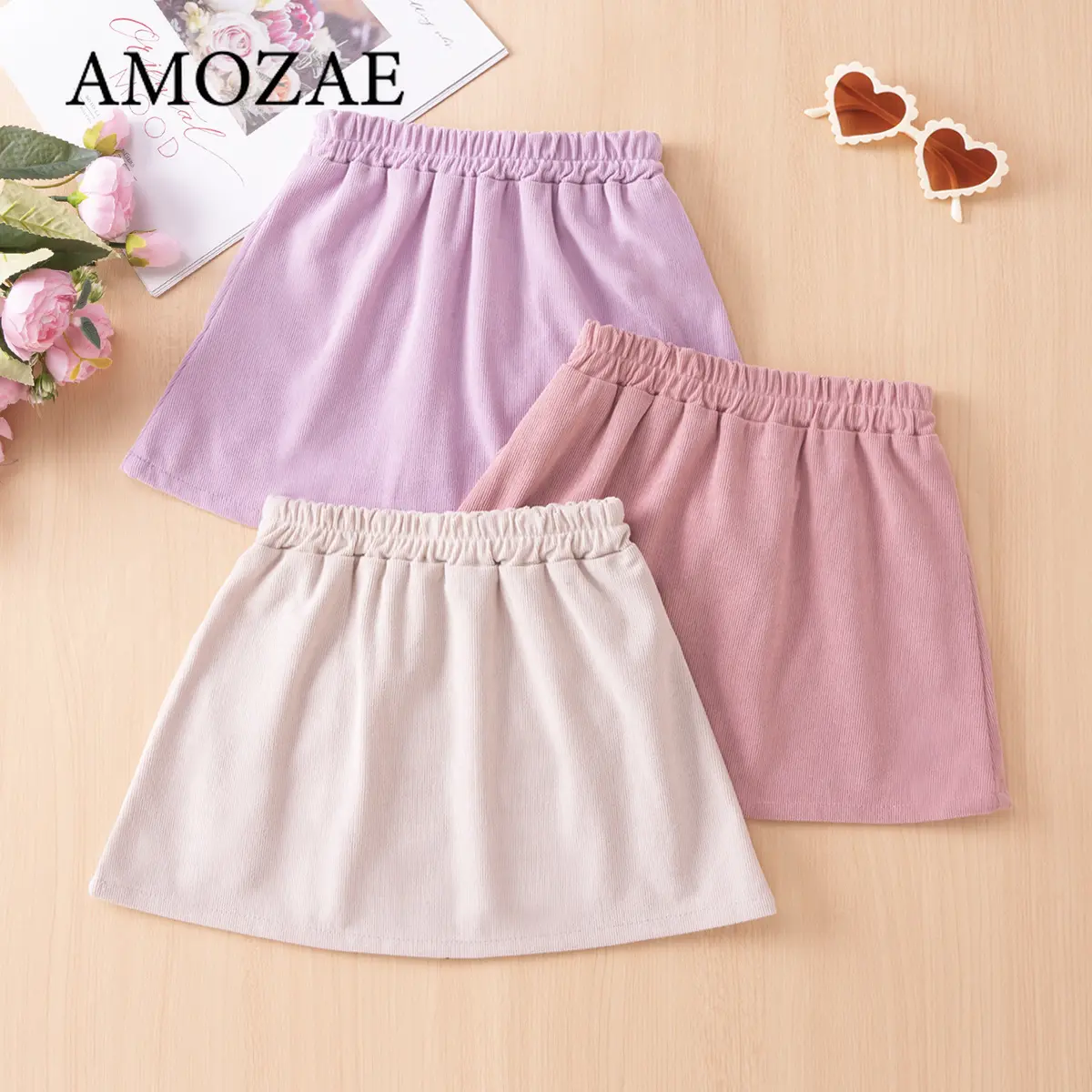 Baby Girl Casual Heart Patch Half Skirt Solid Colour Elastic Waist Sweet Toddler Fashion Kids Clothes Cute Dress Leisure
