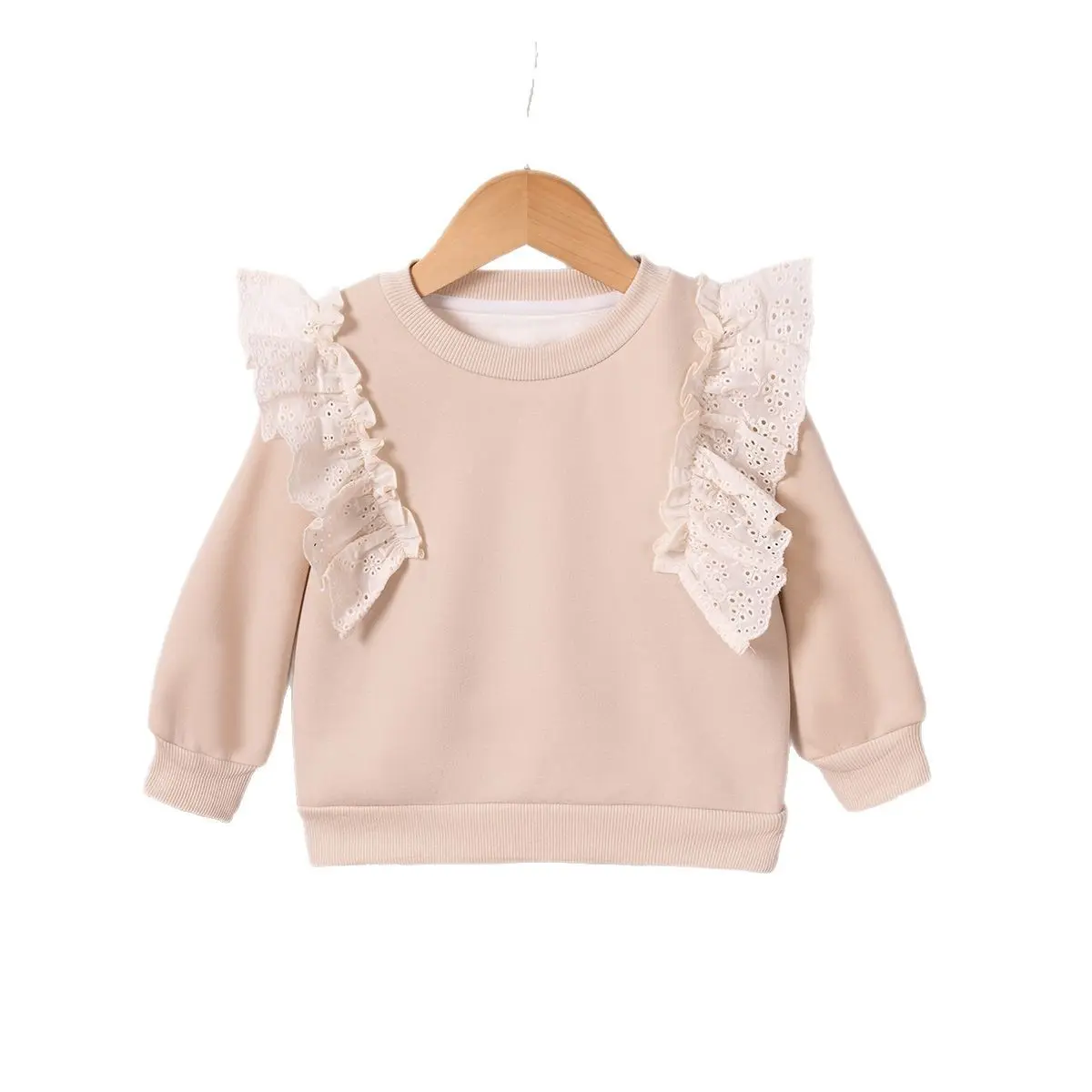 2025 New Korean Children's Clothes Kids Girls Sweet Flying Cute Lace Sweater Ruffle Long Sleeve Toddler Girl Clothes