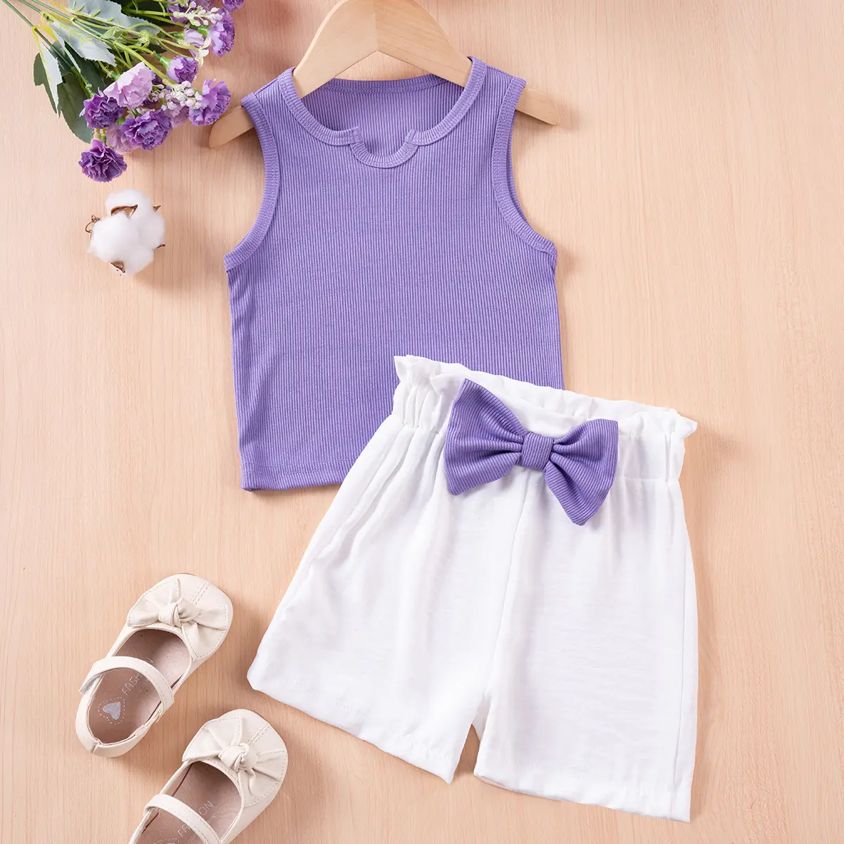 2025 Summer Children Baby Girl Fashion Set - Cool Bow Shorts & Airy Sleeveless Top for Toddlers 1-6Y | Playdate & Party Outfits