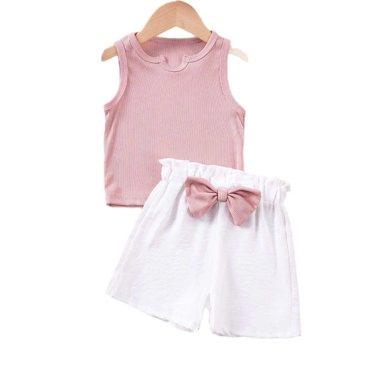 2025 Summer Children Baby Girl Fashion Set - Cool Bow Shorts & Airy Sleeveless Top for Toddlers 1-6Y | Playdate & Party Outfits