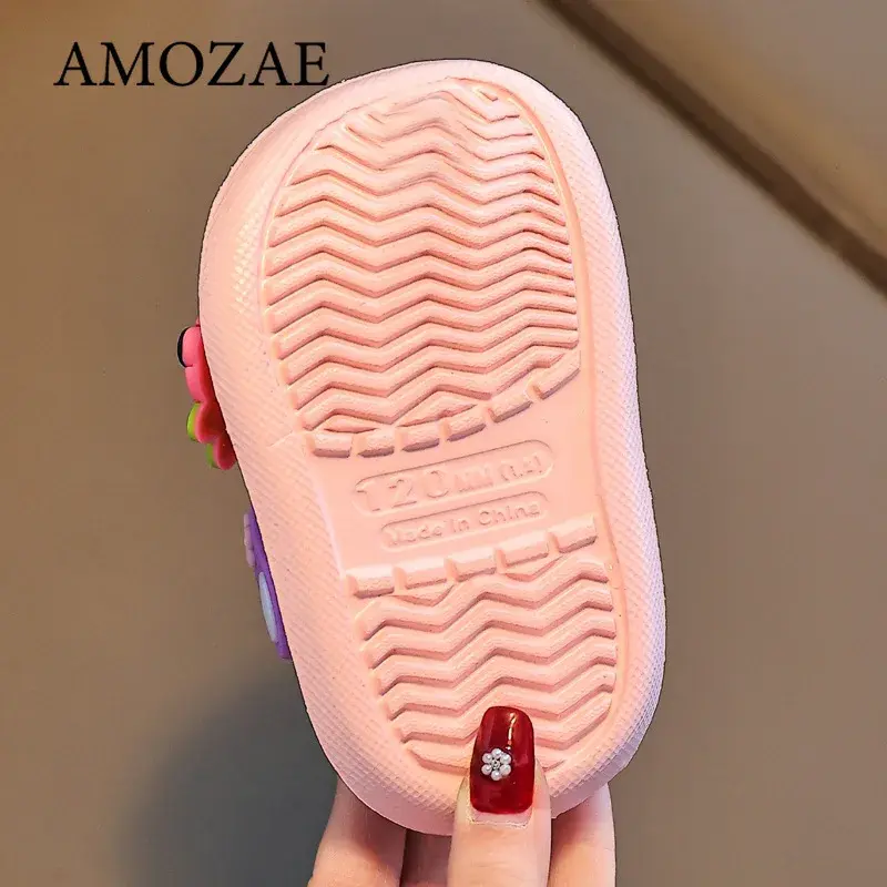 Summer Kids Sandals Hole Children's Shoes Slippers Soft Anti-Skid Cartoon DIY Design Hole Baby Shoes Sandy Beach For Boys Girls