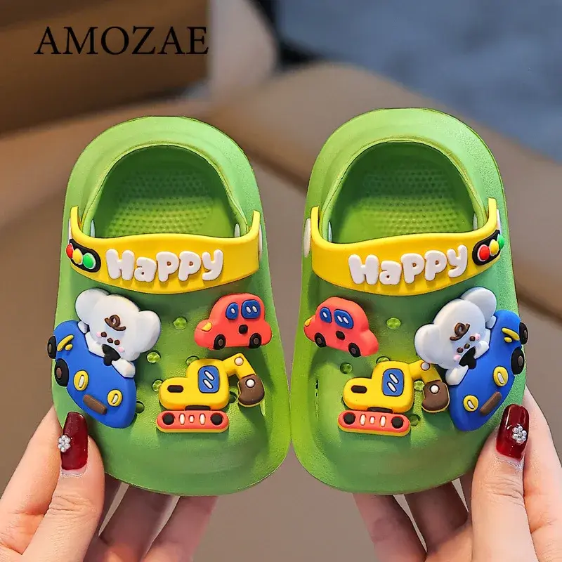 Summer Kids Sandals Hole Children's Shoes Slippers Soft Anti-Skid Cartoon DIY Design Hole Baby Shoes Sandy Beach For Boys Girls