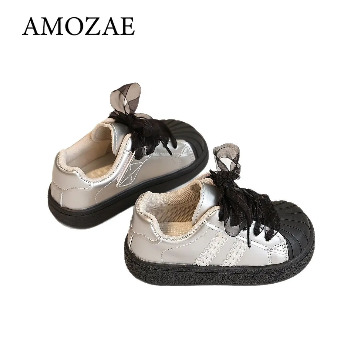 Girls' Soft Bottom Anti-Slip Casual Sports Shoes Spring Autumn Style Learning to Walk Shoes Children's Shell Head Leisure Sneake