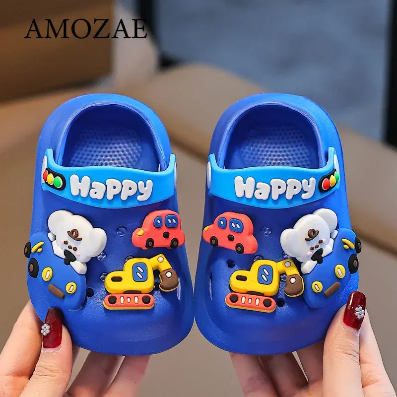 Summer Kids Sandals Hole Children's Shoes Slippers Soft Anti-Skid Cartoon DIY Design Hole Baby Shoes Sandy Beach For Boys Girls