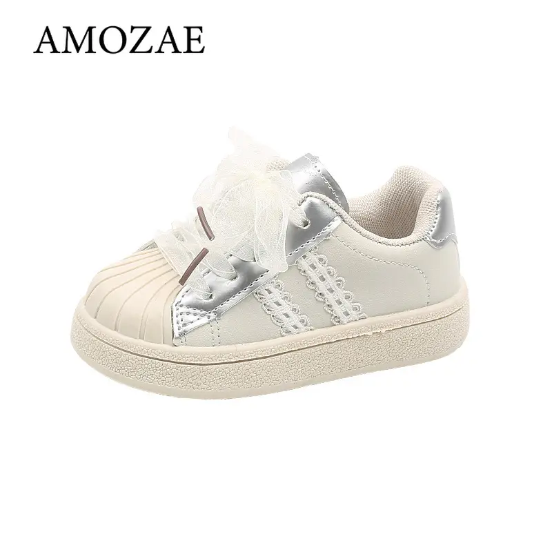 Girls' Soft Bottom Anti-Slip Casual Sports Shoes Spring Autumn Style Learning to Walk Shoes Children's Shell Head Leisure Sneake