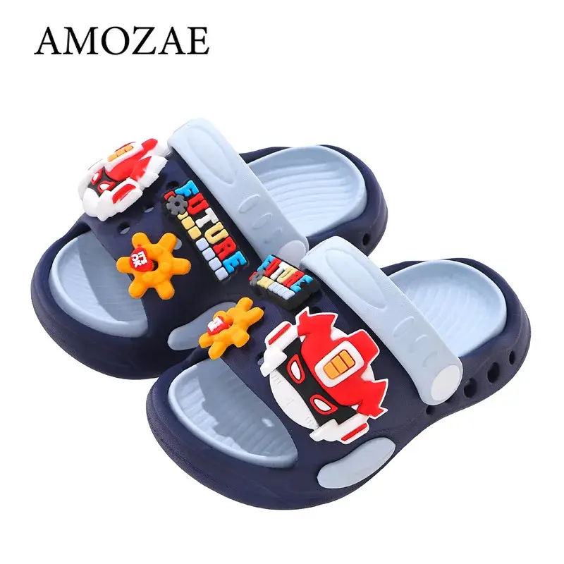 EVA Ultra Light Cool Boys Baby Toddler Anti Slip Hole Shoes Children's Sandals Cartoon Home Bathroom Beach Sandals Slippers