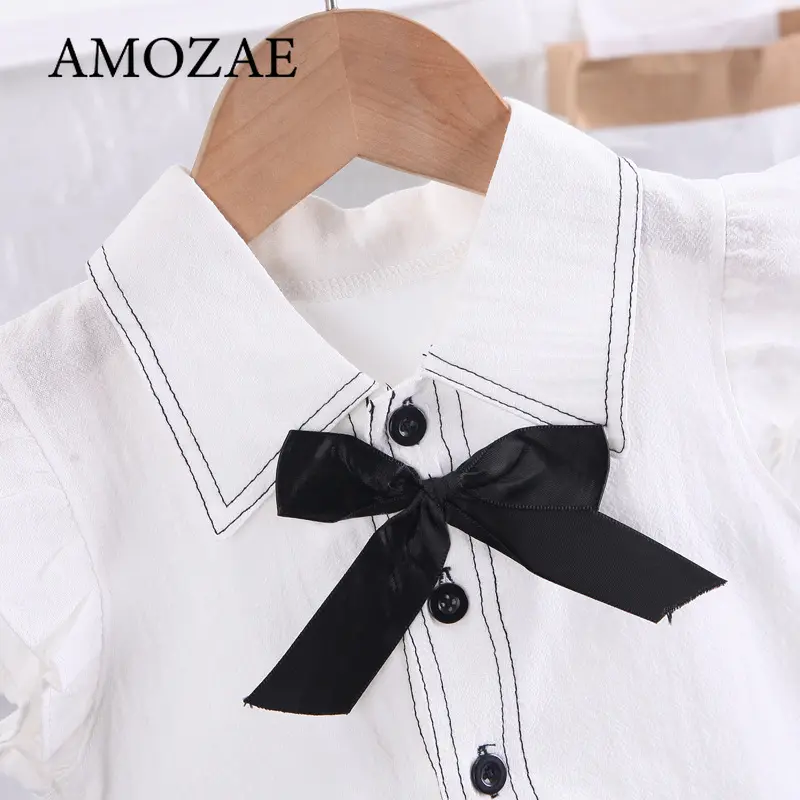 Children Girls' Set Summer Casual Children's Summer Vacation Party Casual Girls' Baby Clothing Shirt+Shorts Set
