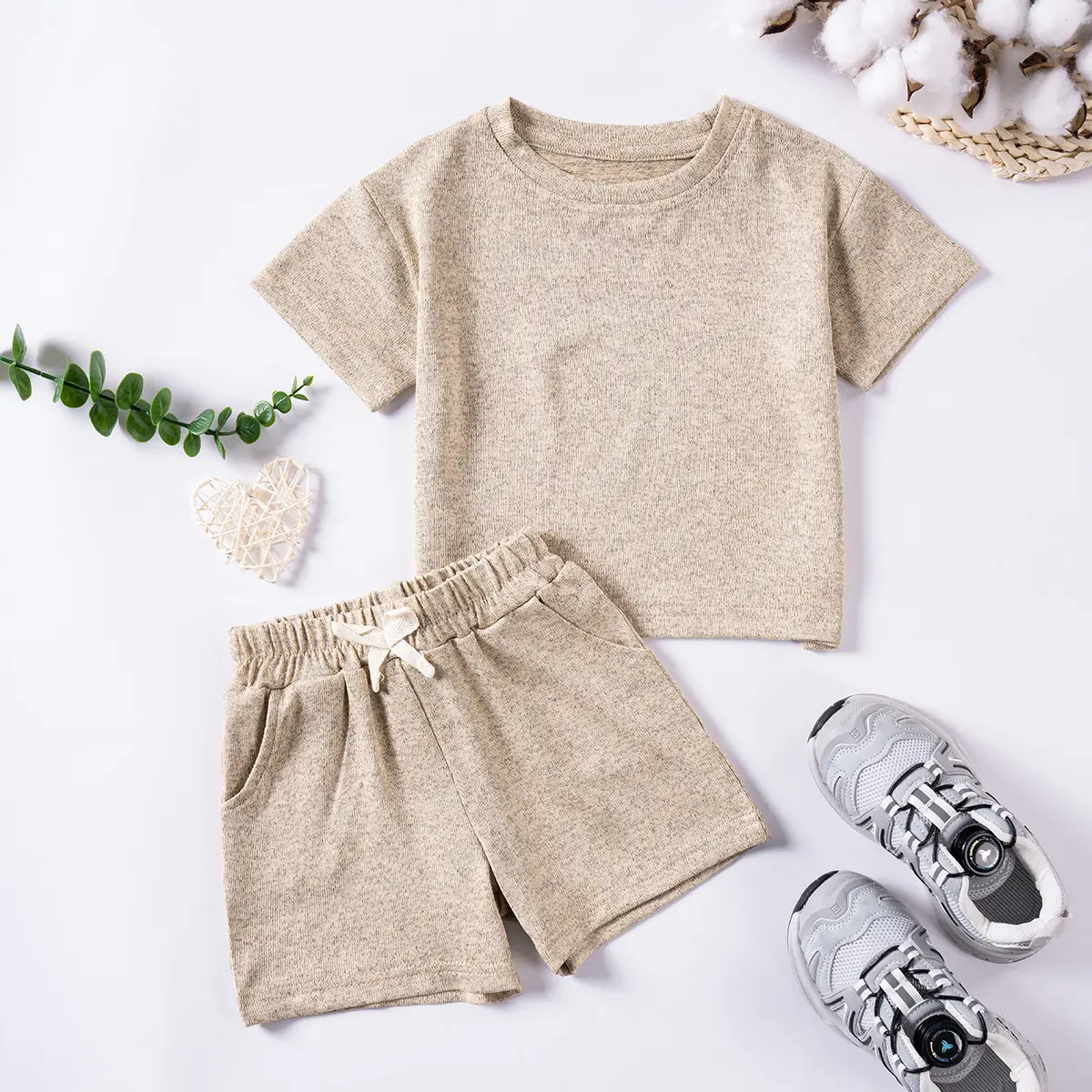 Children's Summer Dress Solid Color Printing Short Two-piece Clothes Sets Cotton Comfortable Breathable Casual Boys Sportswear