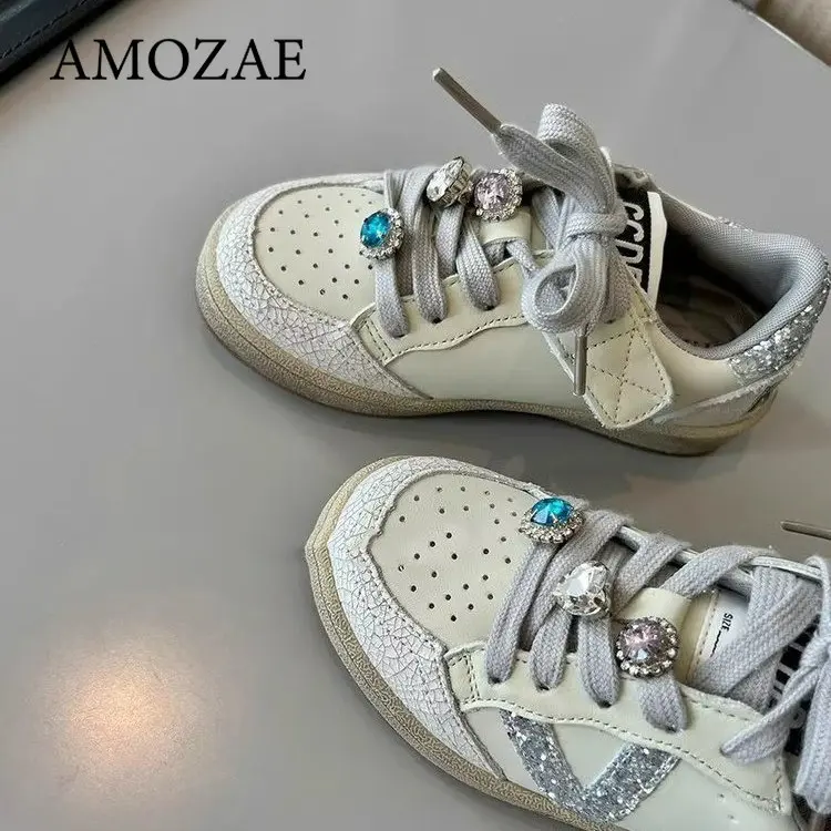 Children's Girl Shoes Sport Soft Sole Comfortable Casual Boys Shoes Girls' Fashion Bright Diamond Girls' Board Shoe