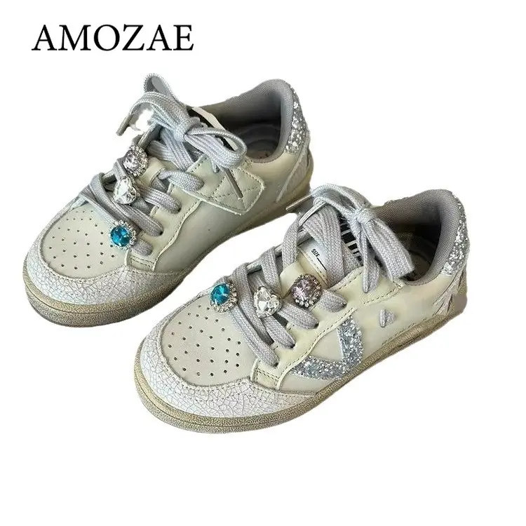 Children's Girl Shoes Sport Soft Sole Comfortable Casual Boys Shoes Girls' Fashion Bright Diamond Girls' Board Shoe