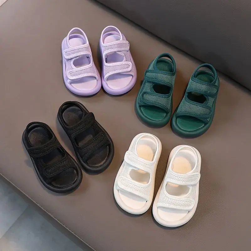 Children's Sandals 2025 Summer New Boys Shoes Girls Middle and Large Children's Casual Velcro Soft Bottom Beach Shoes Trendy