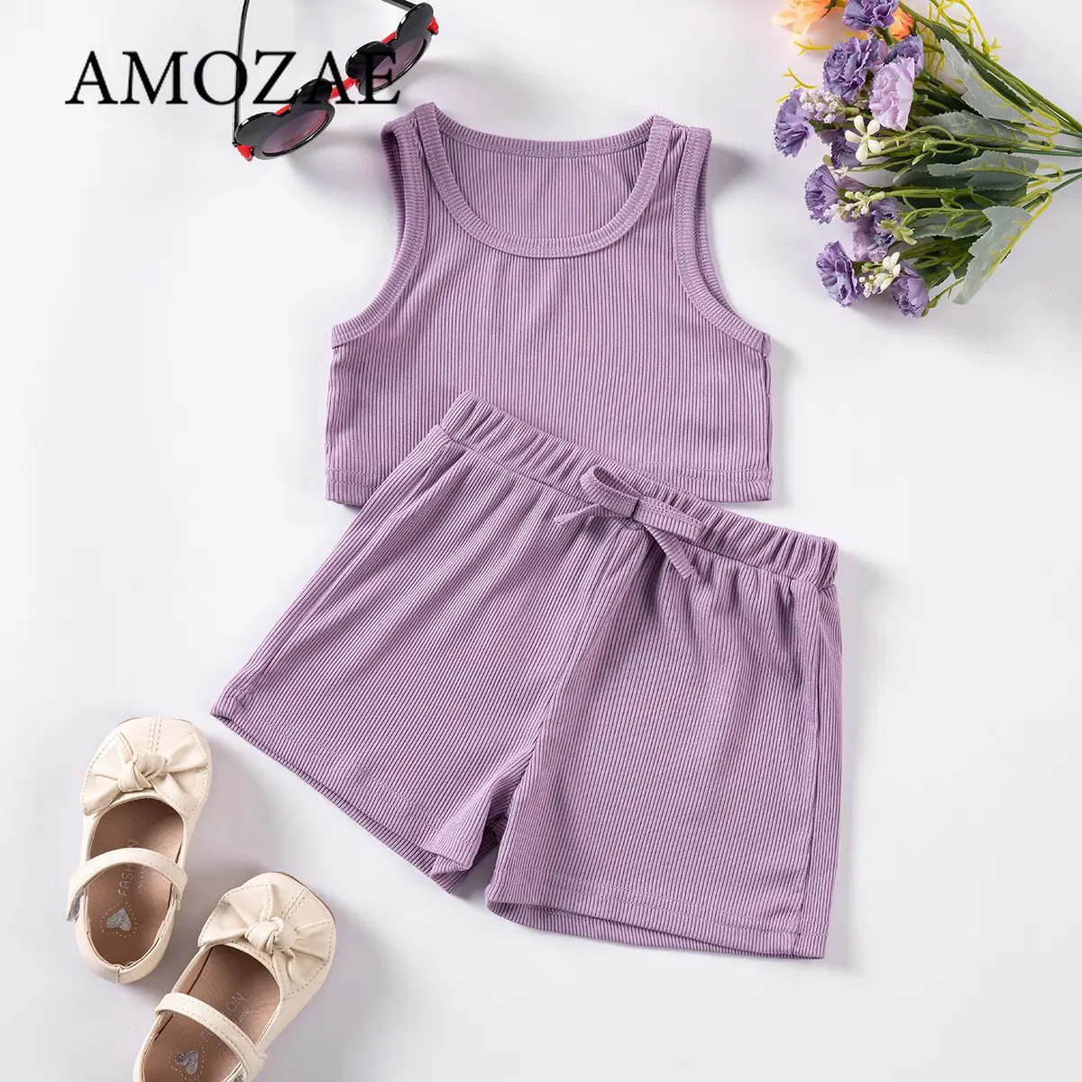 Summer Baby Girl Casual Set 2PCS Halter Top + Cool Shorts Soft Thin Party Wear or Daily Outfit Letter Print Toddler Clothes