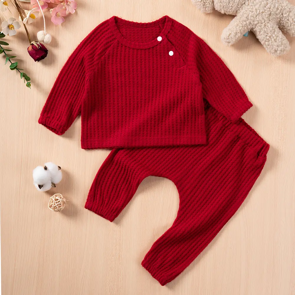 Newborn Baby Girl Boy Clothes Set Solid Color Long Sleeves Top+Pants 2PCS Outfits Leisure Sport Autumn&Winter Costume