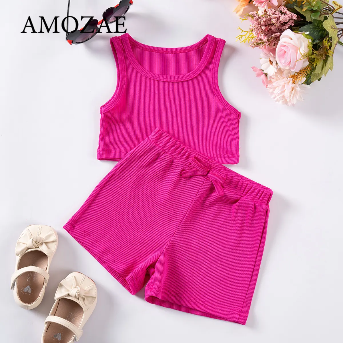 Summer Baby Girl Casual Set 2PCS Halter Top + Cool Shorts Soft Thin Party Wear or Daily Outfit Letter Print Toddler Clothes