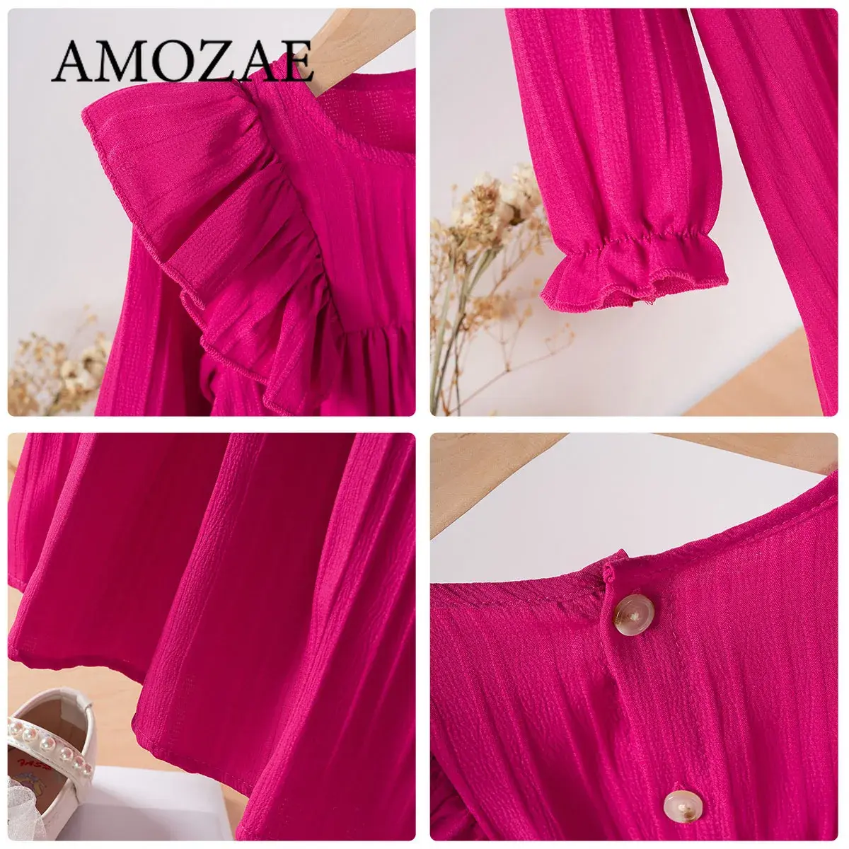 Baby Girls Spring Summer Princess Party Dress Children Long Sleeve Ruffles Solid Color Comfortable Fabric Outgoing Wear 0-6Y