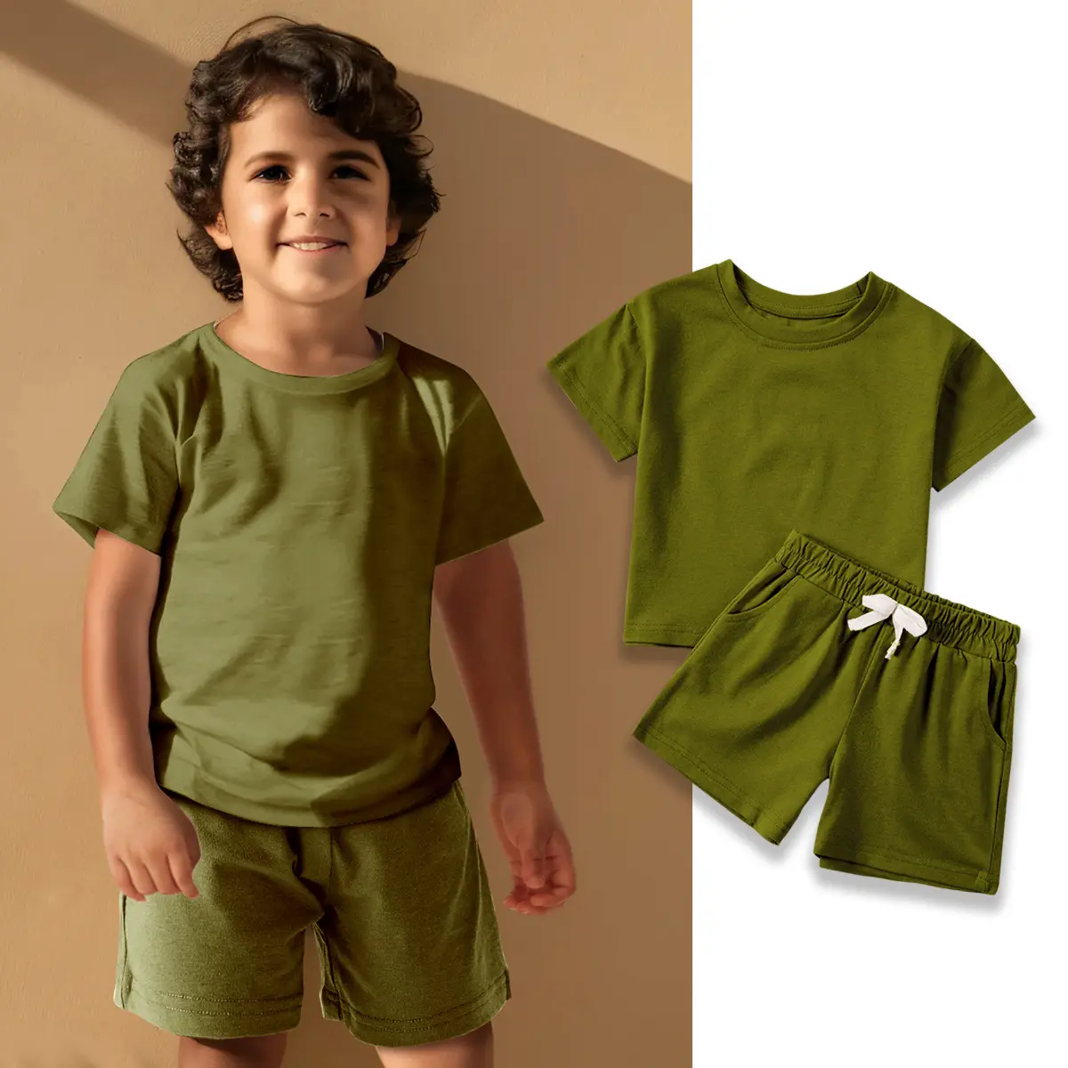 2pcs Kids Summer Clothes Sets Boys Girls Sports Style Tracksuits Tshirts Shorts Outfits Solid Color Short Sleeve Tshirt Shorts
