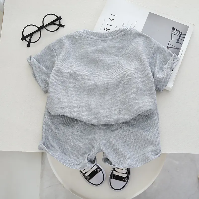 Summer Baby Boy Clothes Set Kid Boy Cartoon Bear Printed T-shirts and Shorts 2 Pieces Suit Children Short Sleeve Outfits
