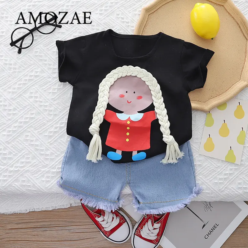 Baby Girls Summer Outfit Thin Short Sleeve Two-Piece Set Children's Clothing Toddler Kids Fashionable Summer Wear