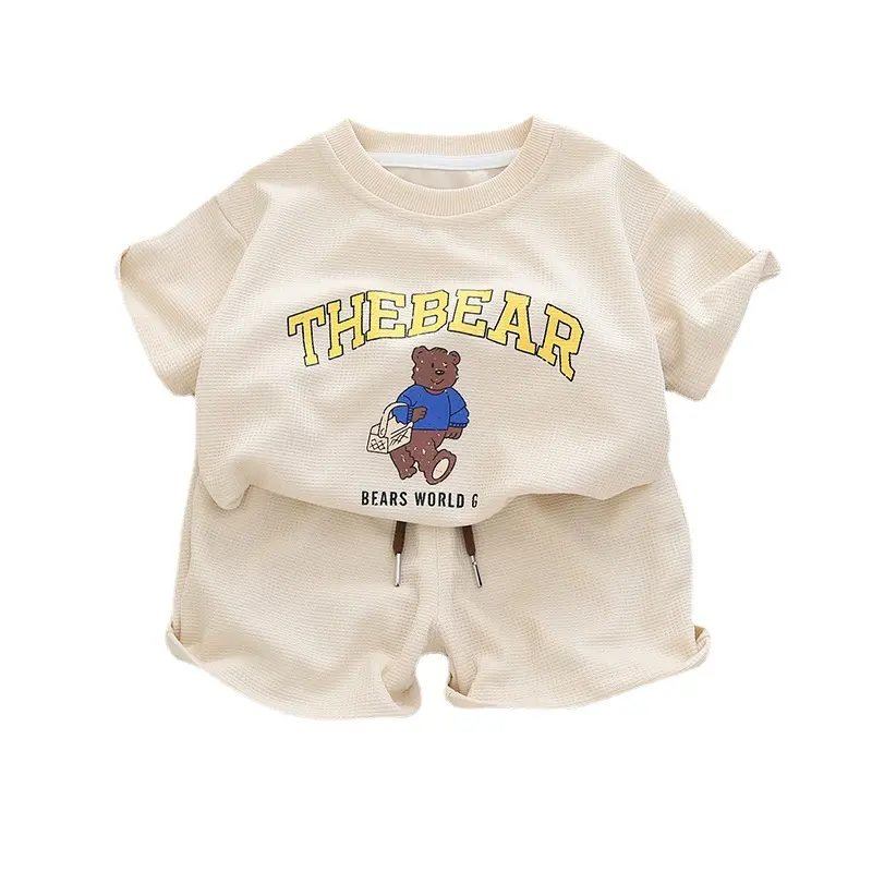Summer Baby Boy Clothes Set Kid Boy Cartoon Bear Printed T-shirts and Shorts 2 Pieces Suit Children Short Sleeve Outfits