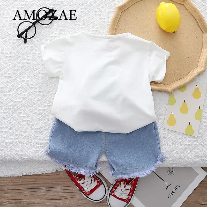 Baby Girls Summer Outfit Thin Short Sleeve Two-Piece Set Children's Clothing Toddler Kids Fashionable Summer Wear