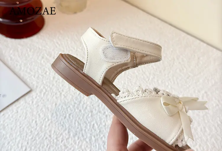 Summer Princess Sandals For Girls Luxury Bow Girl's Sandals Trend Fashion Anti-slippery Girl's Beach Shoes Kids Sandal