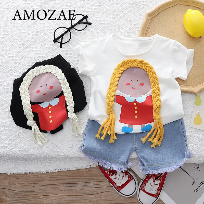 Baby Girls Summer Outfit Thin Short Sleeve Two-Piece Set Children's Clothing Toddler Kids Fashionable Summer Wear