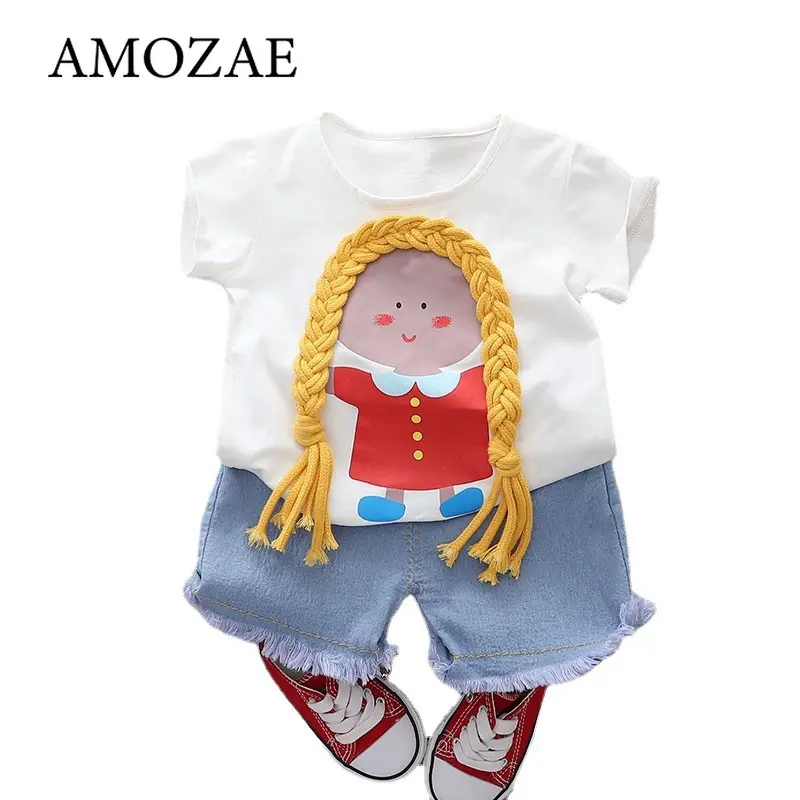 Baby Girls Summer Outfit Thin Short Sleeve Two-Piece Set Children's Clothing Toddler Kids Fashionable Summer Wear