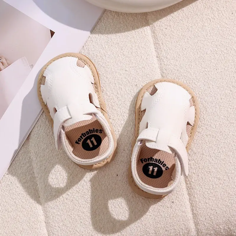 2025 Summer Newborn Baby Girls Sandals Shoes Toddlers Simple Style Solid Color Soft Sole Shoes Outdoor Indoor Prewalker