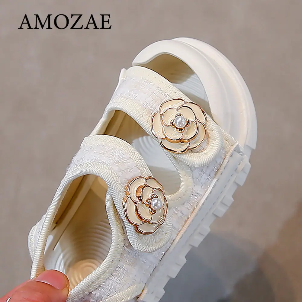Summer Children Sandals For Girls Luxury Pearl Flower Children's Beach Shoes Ergonomics Soft-soled Kid's Girl's Sandals