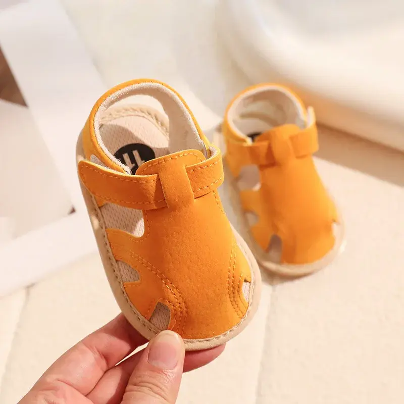 2025 Summer Newborn Baby Girls Sandals Shoes Toddlers Simple Style Solid Color Soft Sole Shoes Outdoor Indoor Prewalker