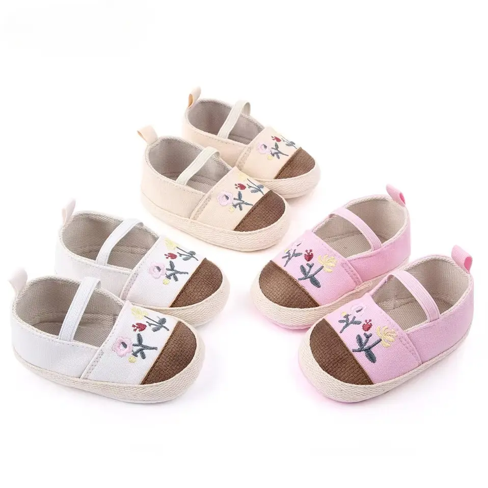 2025 Baby Shoes Girl Breathable Floral Print Anti-Slip Shoes Casual Walking Shoe Toddler Soft Soled First Walkers
