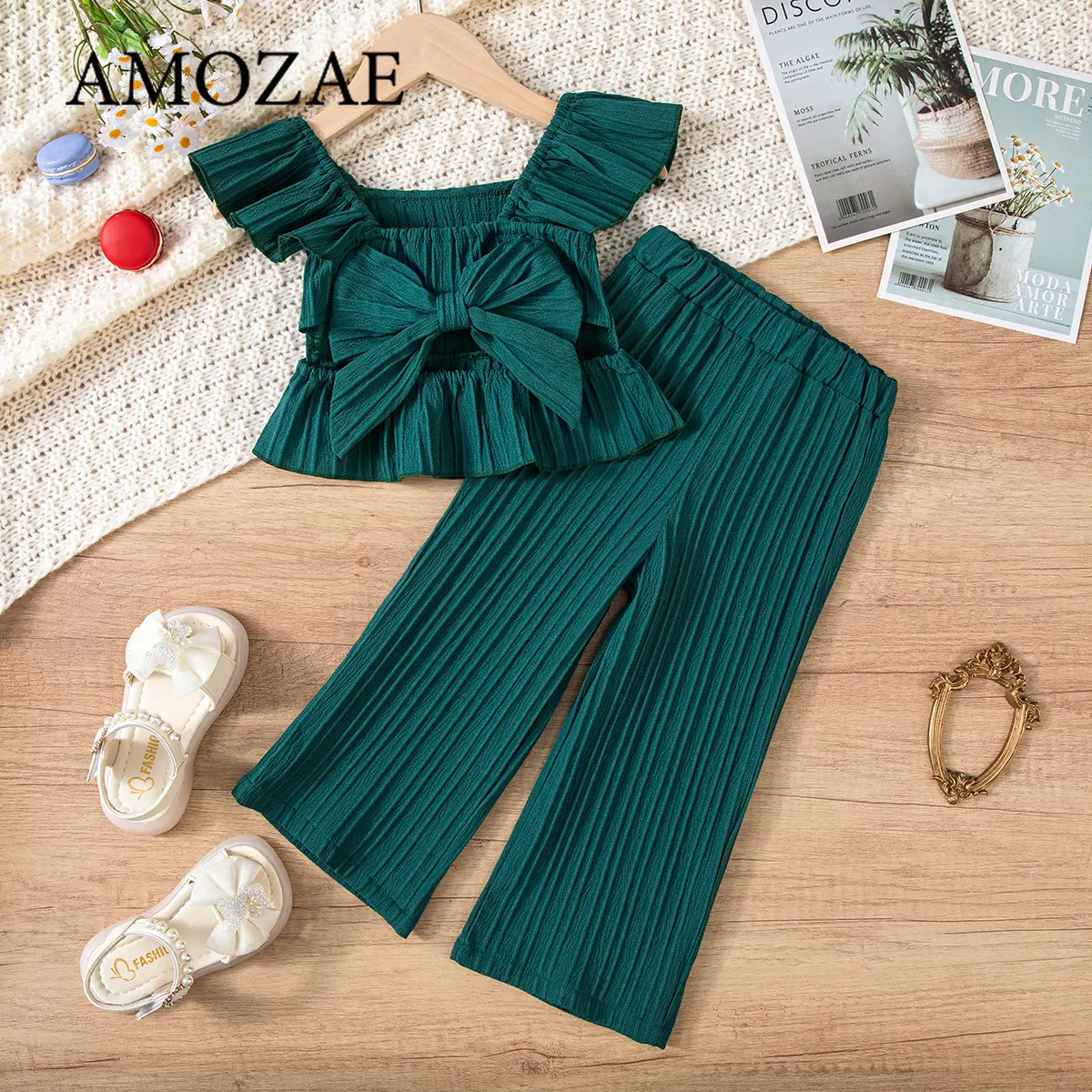 2025 Girls' Fashion Summer clothes Sets fly sleeves Tops + Pants Suits Y2K Street Casual 2pcs Children Clothing