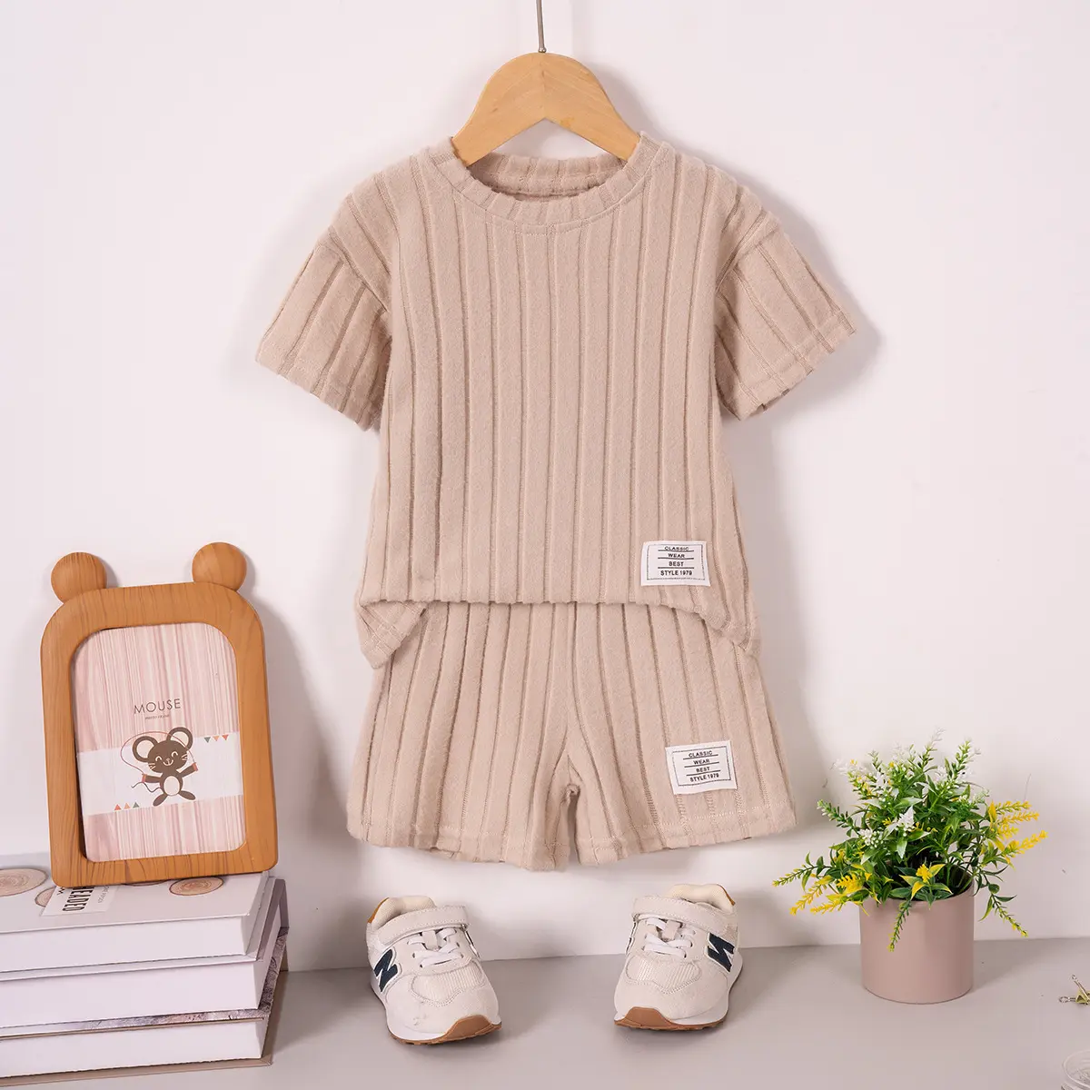 Summer Kids Clothes Set for Boys & Girls - Striped T-Shirt with Shorts or Solid Top with Bootcut Pants Casual Outfits 1-7 Years
