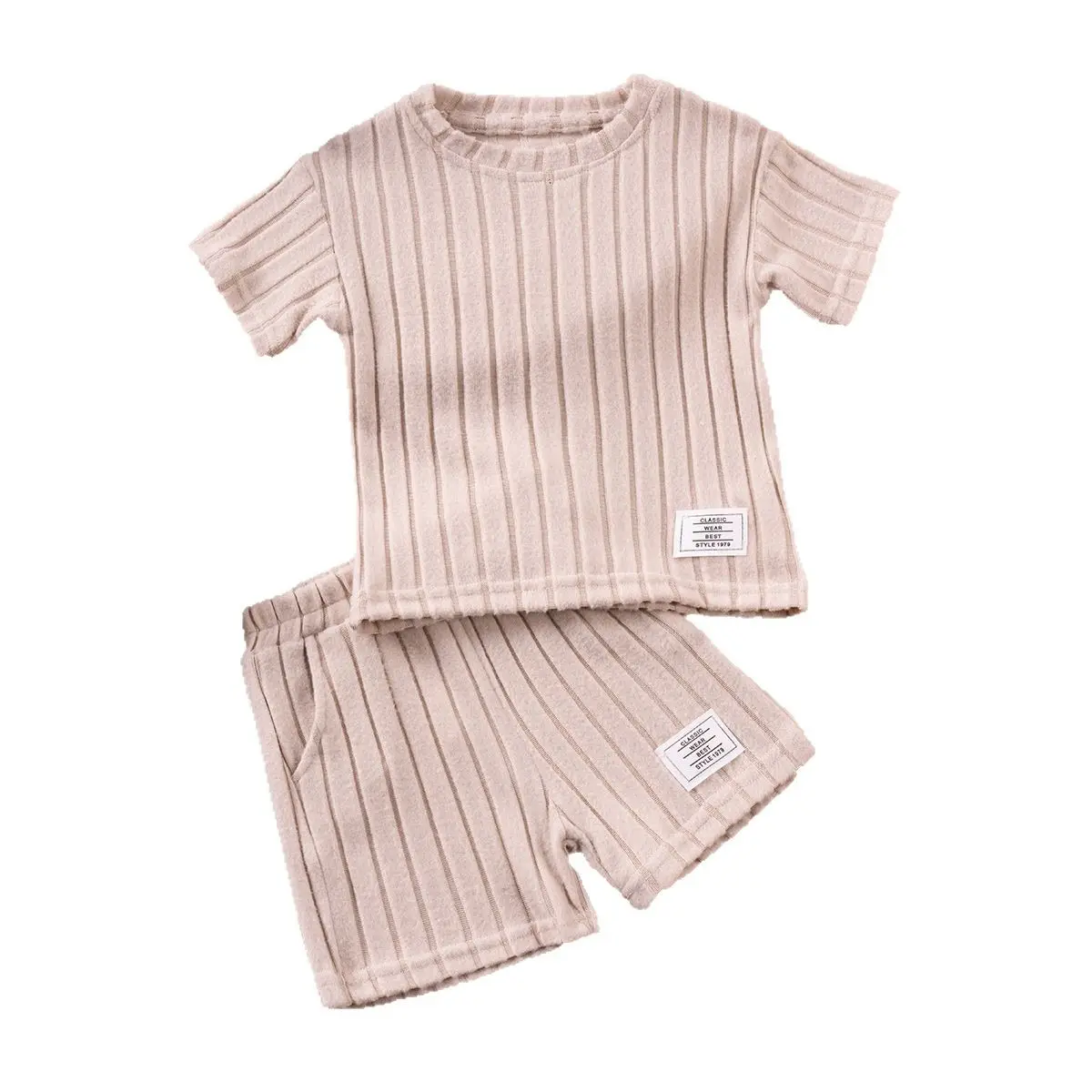 Summer Kids Clothes Set for Boys & Girls - Striped T-Shirt with Shorts or Solid Top with Bootcut Pants Casual Outfits 1-7 Years