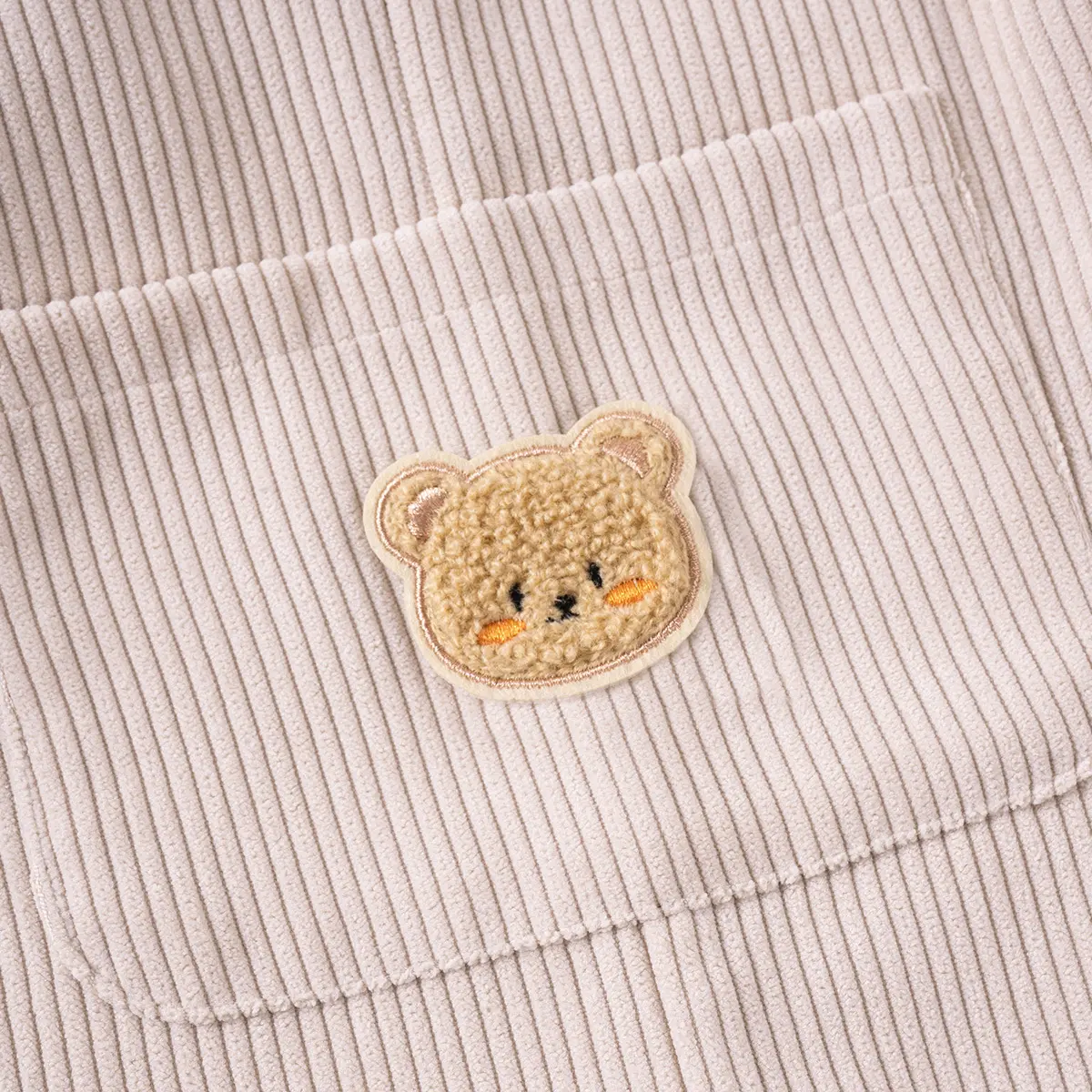 Summer Baby Bear Graphic Denim Bib Overalls with Pocket Patchwork Corduroy Bodysuit Casual Romper for Toddler Infant Boys Girls