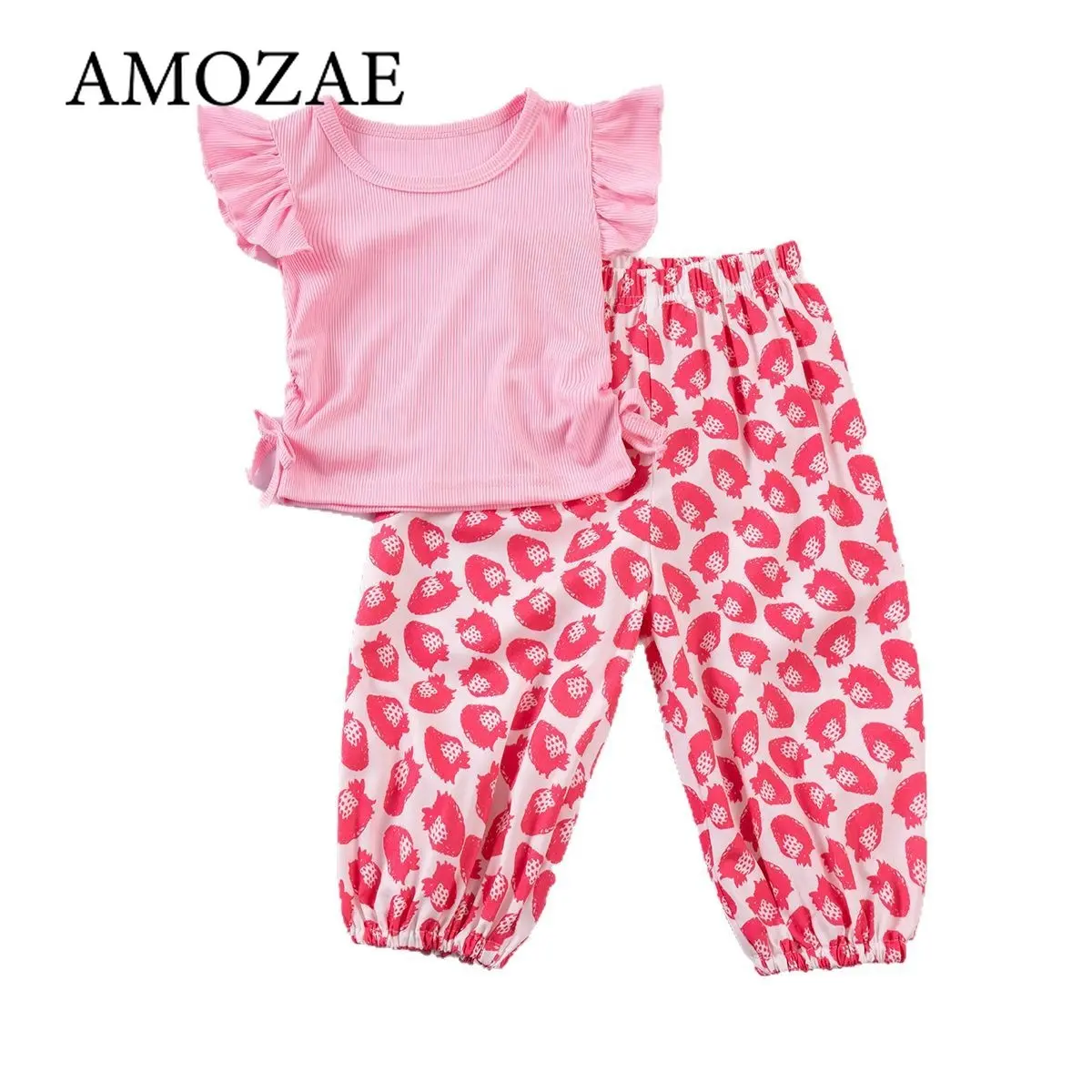 Children Girls 2-6Y Summer 2Pcs Set Baby Love Hearts Floral Print Sleeveless Vest Pants Soft Comfortable Casual Daily Outfit