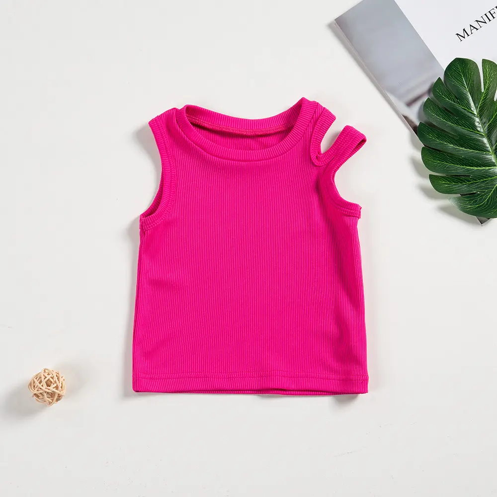 Summer Girls 3PC Outfit Sleeveless Tshirts Tank Tops 3 Color Set Shoulder Strap Design Casual Party Wear Toddler Clothes
