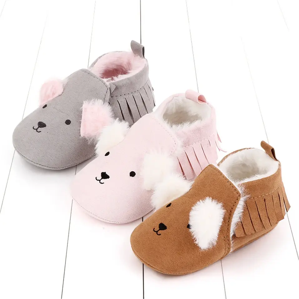 2025 Winter 0-1 Year Old Unisex Baby Toddler Shoes Plus Velvet Warm Children's Shoes Soft sole Cartoon Baby Cotton Shoes